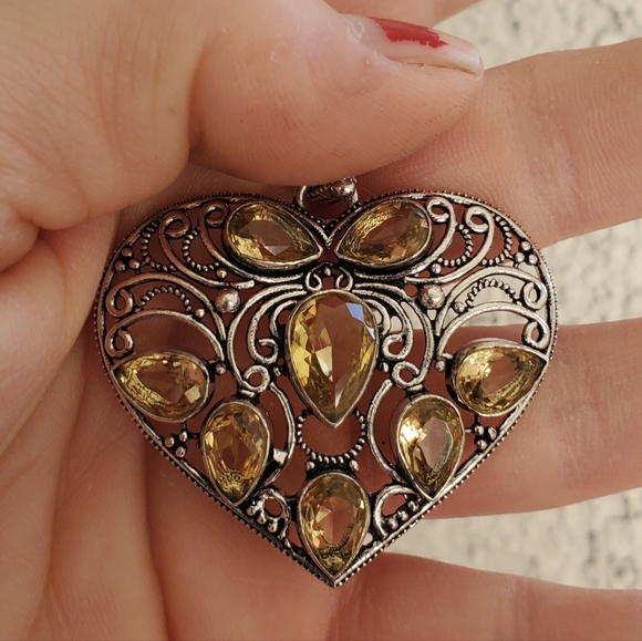 New Citrine 925 Silver Heart Pendant. - Picture 11 of 13